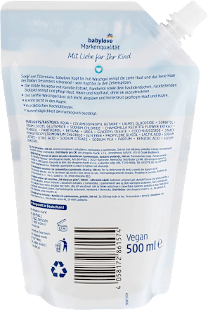 Baby Waschgel Kopf bis Fuß sensitive, Nachfüllpack babylove