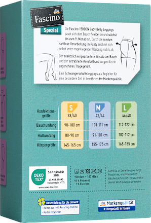 Schwangerschafts-Leggings schwarz Gr. 42/44, 150 DEN Fascino