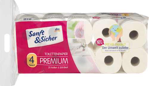 Papier toaletowy Premium 4-warstwowy, 20x200 listków Sanft&Sicher