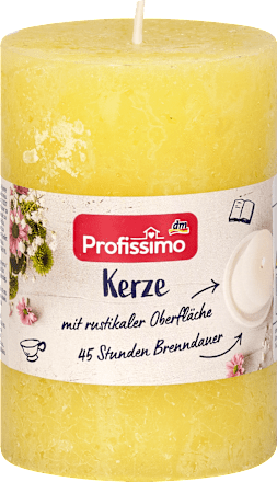 Rustik Stumpenkerze 100/68 mm - gelb Profissimo