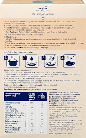 Bio Getreidebrei Hafer babylove