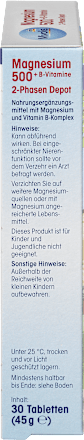 Magnesium 500 + B-Vitamine 2-Phasen Depot, Tabletten 30 St. Mivolis
