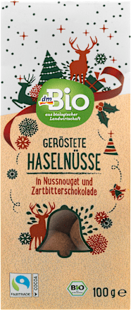 geröstete Haselnüsse in Nussnougat und Zartbitterschokolade dmBio