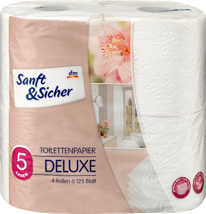 Papier toaletowy Deluxe 5-warstwowy, 4x125 listków Sanft&Sicher