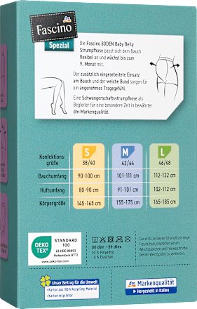Schwangerschafts-Strumpfhose schwarz Gr. 42/44, 80 DEN Fascino