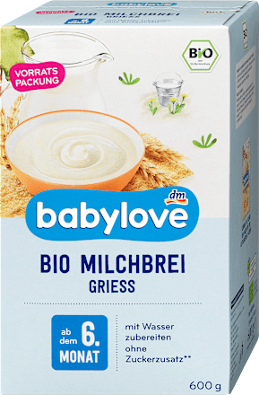 Abendbrei Milch Bio Grieß ab 6.Monat babylove