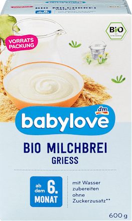 Abendbrei Milch Bio Grieß ab 6.Monat babylove