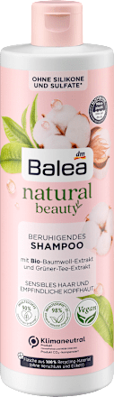 Shampoo Natural Beauty Bio-Baumwoll-Extrakt und Grüner-Tee-Extrakt Balea