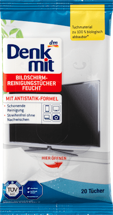Feuchte Reinigungstücher für Bildschirm Denkmit