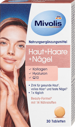 Supliment alimentar cu vitamine, minerale, acid hialuronic, colagen și coenzimă Q10 Mivolis