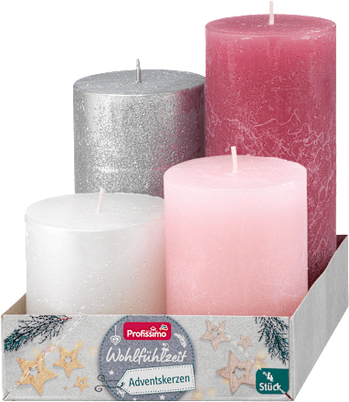 Advent sveće - roze, bela i srebrna  Profissimo
