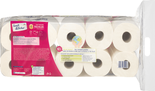 Papier toaletowy Premium 4-warstwowy, 20x200 listków Sanft&Sicher