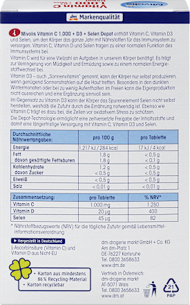 Prehransko dopolnilo z vitaminom C depot (30 tablet) Mivolis