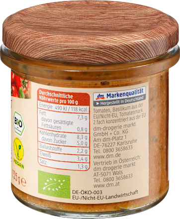 Gemüseaufstrich, Tomate Basilikum dmBio