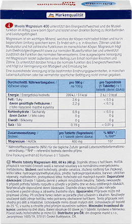 Prehransko dopolnilo z magnezijem Magnezij 400 Mivolis