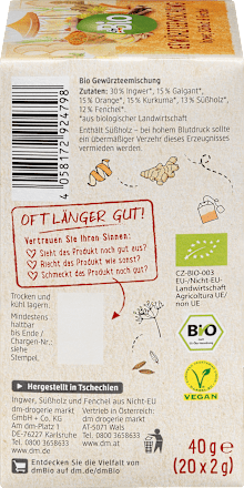 Začinski biljni čaj - đumbir, sladić i komorač, 20 kesica dmBio