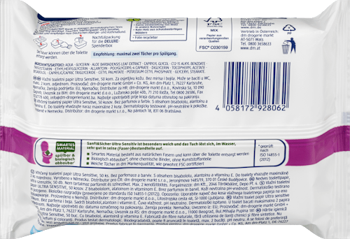 Feuchtes Toilettenpapier Ultra Sensitive Sanft&Sicher
