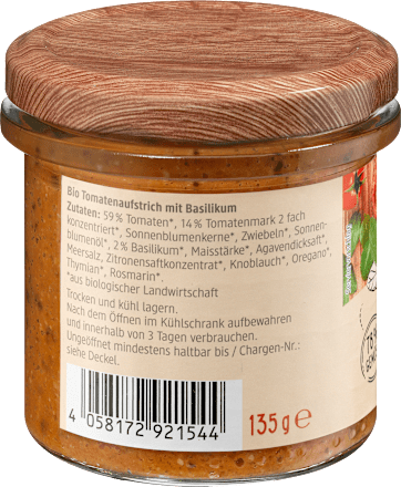 Gemüseaufstrich, Tomate Basilikum dmBio