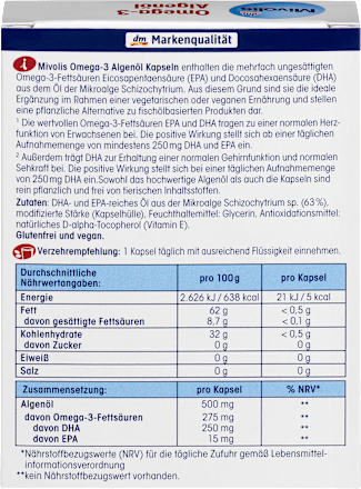 Omega-3 Algenöl, 30 Kapseln Mivolis