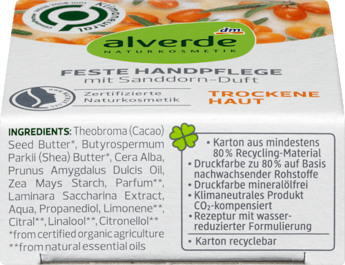 Feste Handpflege mit Sanddorn-Duft alverde NATURKOSMETIK