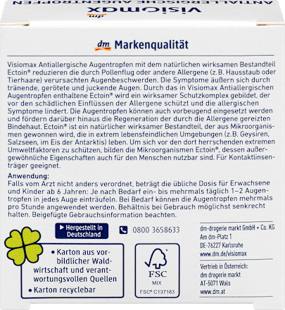 Antiallergische Augentropfen 10 Ampullen à 0,5 ml Visiomax