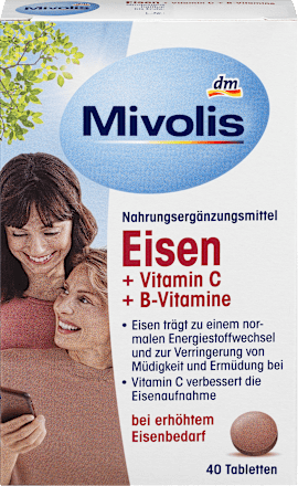 Vas + C-vitamin + B-vitaminok étrend-kiegészítő tabletta Mivolis