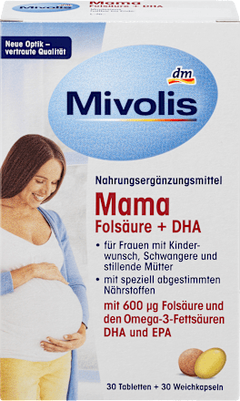 Mama Folsäure + DHA, Tabletten 30 St. + Weichkapseln 30 St. Mivolis