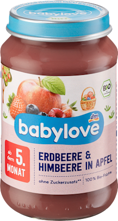 Früchte Erdbeere & Himbeere in Apfel ab dem 5. Monat  babylove