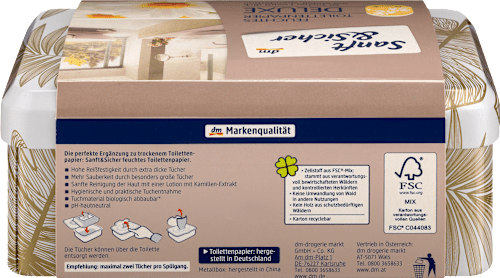 Papier toaletowy nawilżany z rumiankiem Deluxe Kamille Box Sanft&Sicher