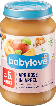 Bio sadna kaša iz jabolk in marelic, od 5. meseca babylove