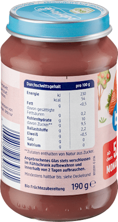 Früchte Erdbeere & Himbeere in Apfel ab dem 5. Monat  babylove