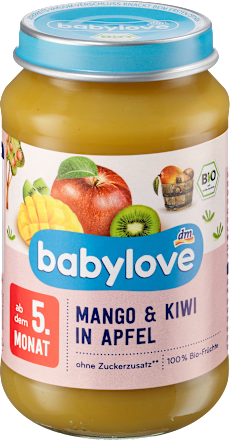 Früchte Mango & Kiwi in Apfel ab dem 5. Monat  babylove