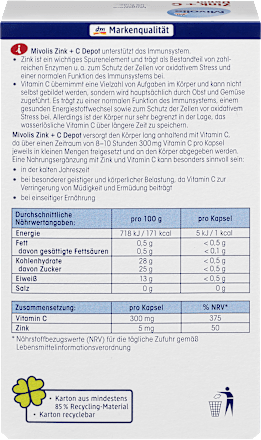 Prehransko dopolnilo s cinkom in vitaminom C v obliki kapsul Mivolis