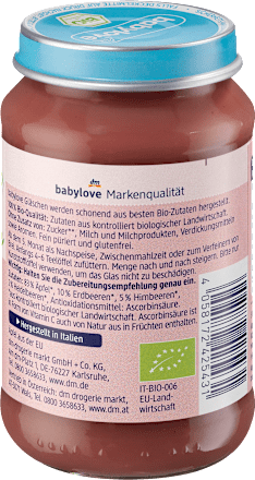 EKO voćna kašica – jagoda, malina i  jabuka, 5+ mj.  babylove