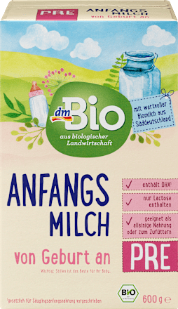 Anfangsmilch Pre Bio von Geburt an dmBio