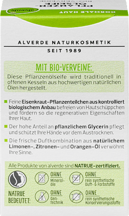 Pflanzenölseife Bio-Verveine, Seifenstück alverde NATURKOSMETIK