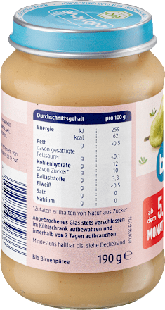 Puree gruszkowe od 5. miesiąca życia babylove