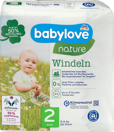 Windeln nature Gr. 2 Mini (3-6 kg) babylove nature