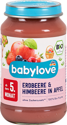 EKO voćna kašica – jagoda, malina i  jabuka, 5+ mj.  babylove