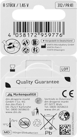 Batterien Hörgeräte 312 Paradies