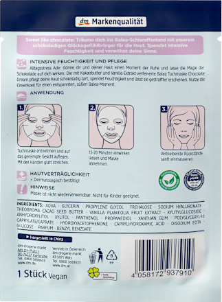 Tuchmaske Chocolate Dream Weiße Schokolade Balea
