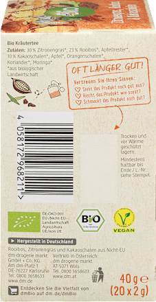 Eine Reise in die Savanne Zitronengras, Rooibos und Kakaoschalen Tee dmBio