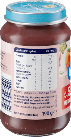 Früchte Heidelbeere & Pfirsich in Birne ab dem 5. Monat  babylove