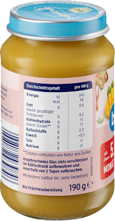 Früchte Mango & Kiwi in Apfel ab dem 5. Monat  babylove