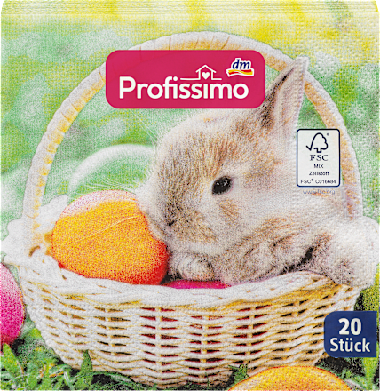 Servietten 25x25 cm, Hase im Korb Profissimo