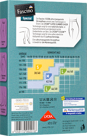 Rajstopy ultratransparentne, grubość 10 den, make-up, rozmiar 46/48 L Fascino