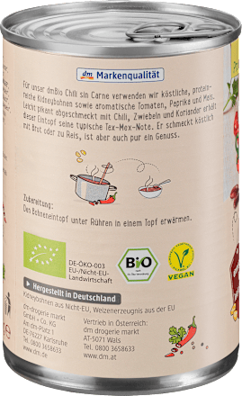 Eintopf, Chili sin Carne mit Kidneybohnen dmBio