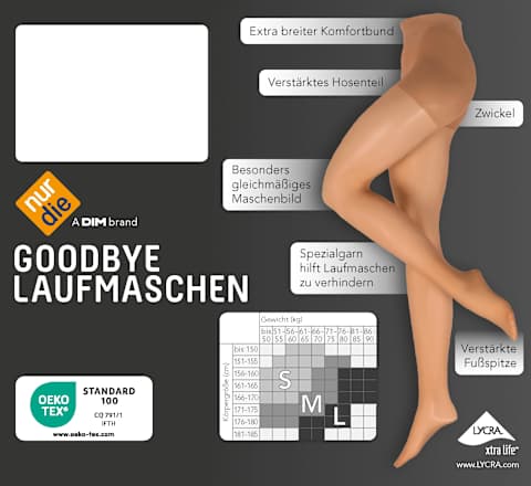 Goodbye Laufmaschen Strumpfhose amber 20 DEN, Gr. 40/44 nur die