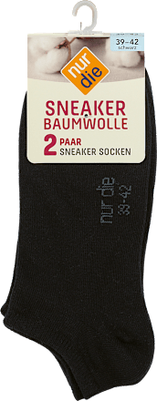 Sneaker Socken Baumwolle schwarz Gr. 39-42 (2 Paar) nur die