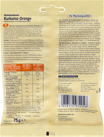 Bonbon, Kurkuma & Orange, zuckerfrei Mivolis